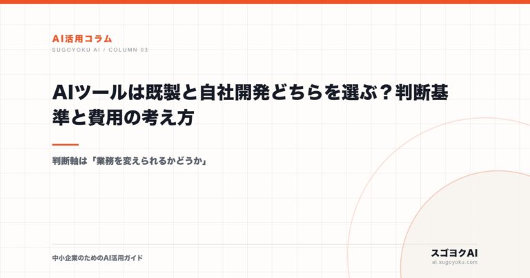 AIツールは既製と自社開発どちらを選ぶ？判断基準と費用の考え方のアイキャッチ画像