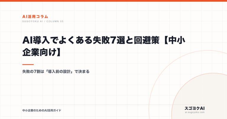 AI導入でよくある失敗7選と回避策【中小企業向け】のアイキャッチ画像