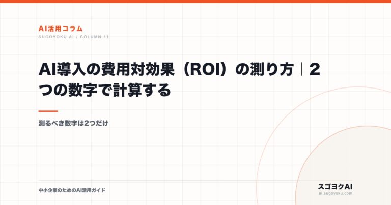 AI導入の費用対効果（ROI）の測り方｜2つの数字で計算するのアイキャッチ画像